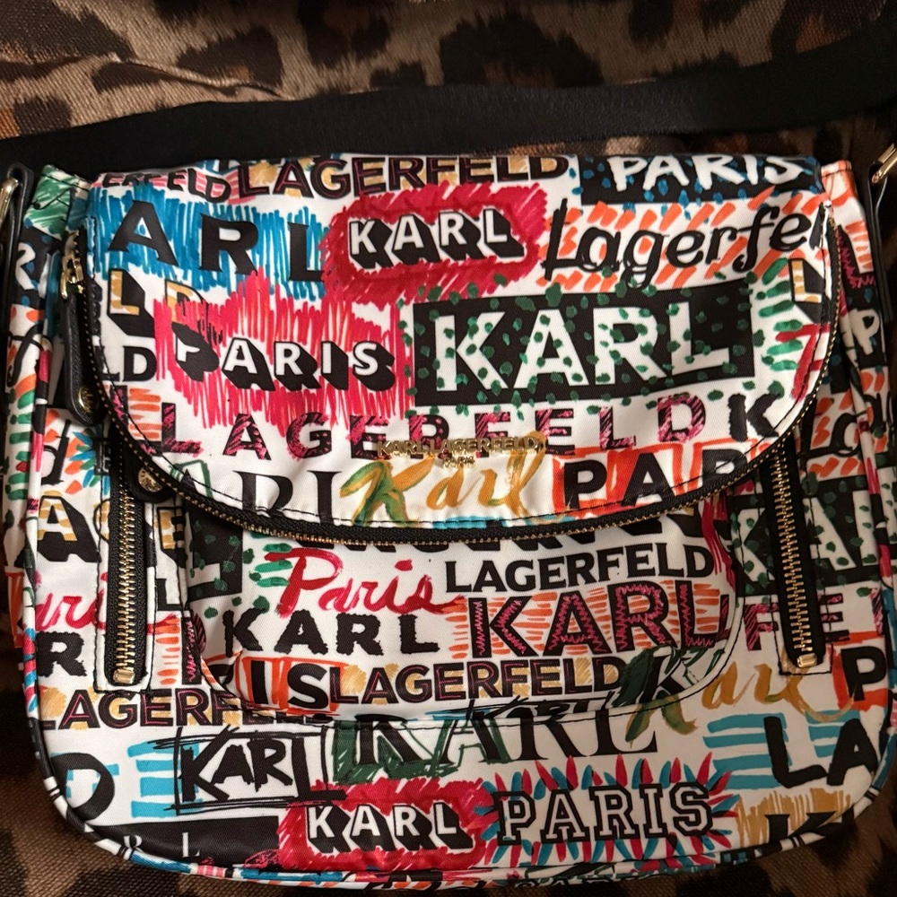 Karl Lagerfeld Multicolor Logo Print Crossbody Bag